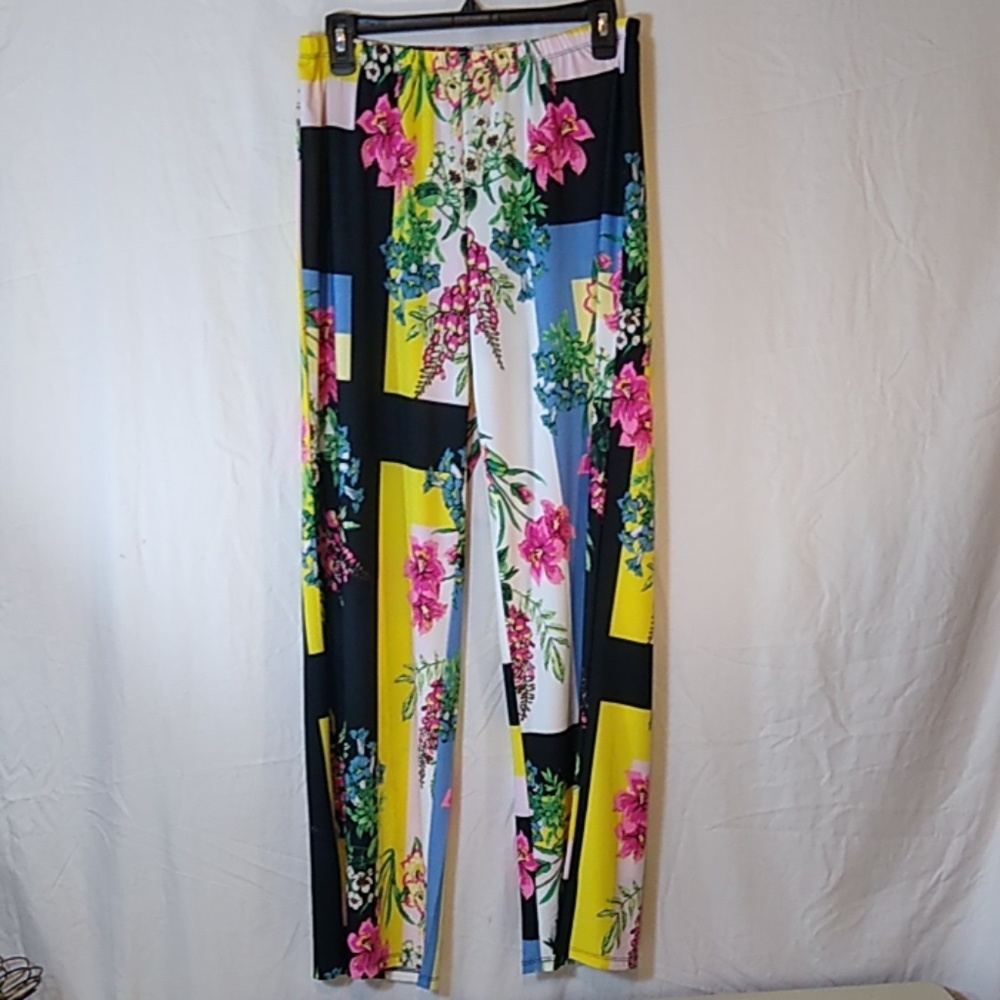 New Wide Leg Palazzo Pants Blossom Block Large